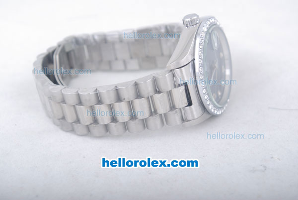 Rolex Day-Date Oyster Perpetual Automatic Diamond Bezel with Blue Dial and Diamond Marking-Small Calendar - Click Image to Close